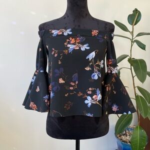 Topshop Floral Off-Shoulder Bell Sleeve Top – Size 2